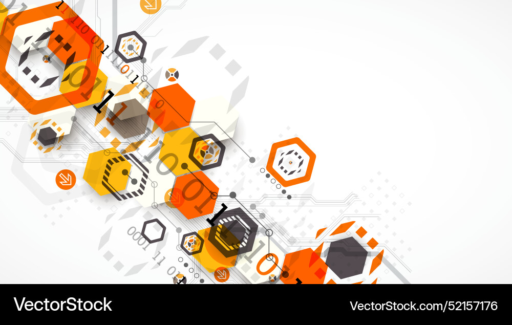 Abstract circuit board background with hexagons Abstract circuit board background with hexagons Vector Image