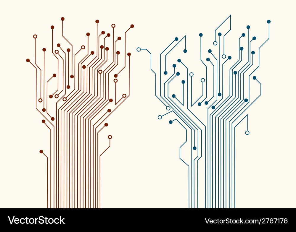 Abstract Circuit Tree Pattern vector image