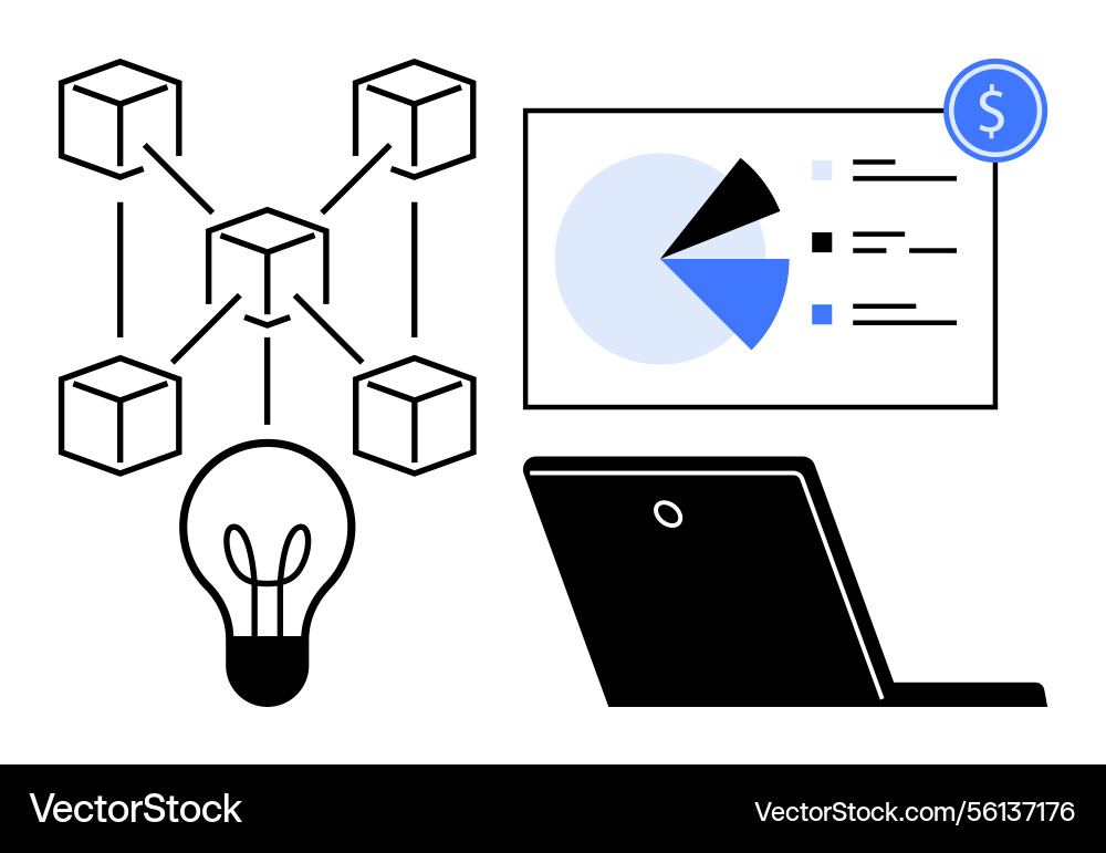Blockchain network connected to analytics data Blockchain network connected to analytics data vector image