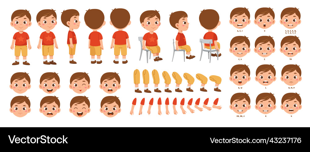 Boy Character Elements - Animation Set vector image