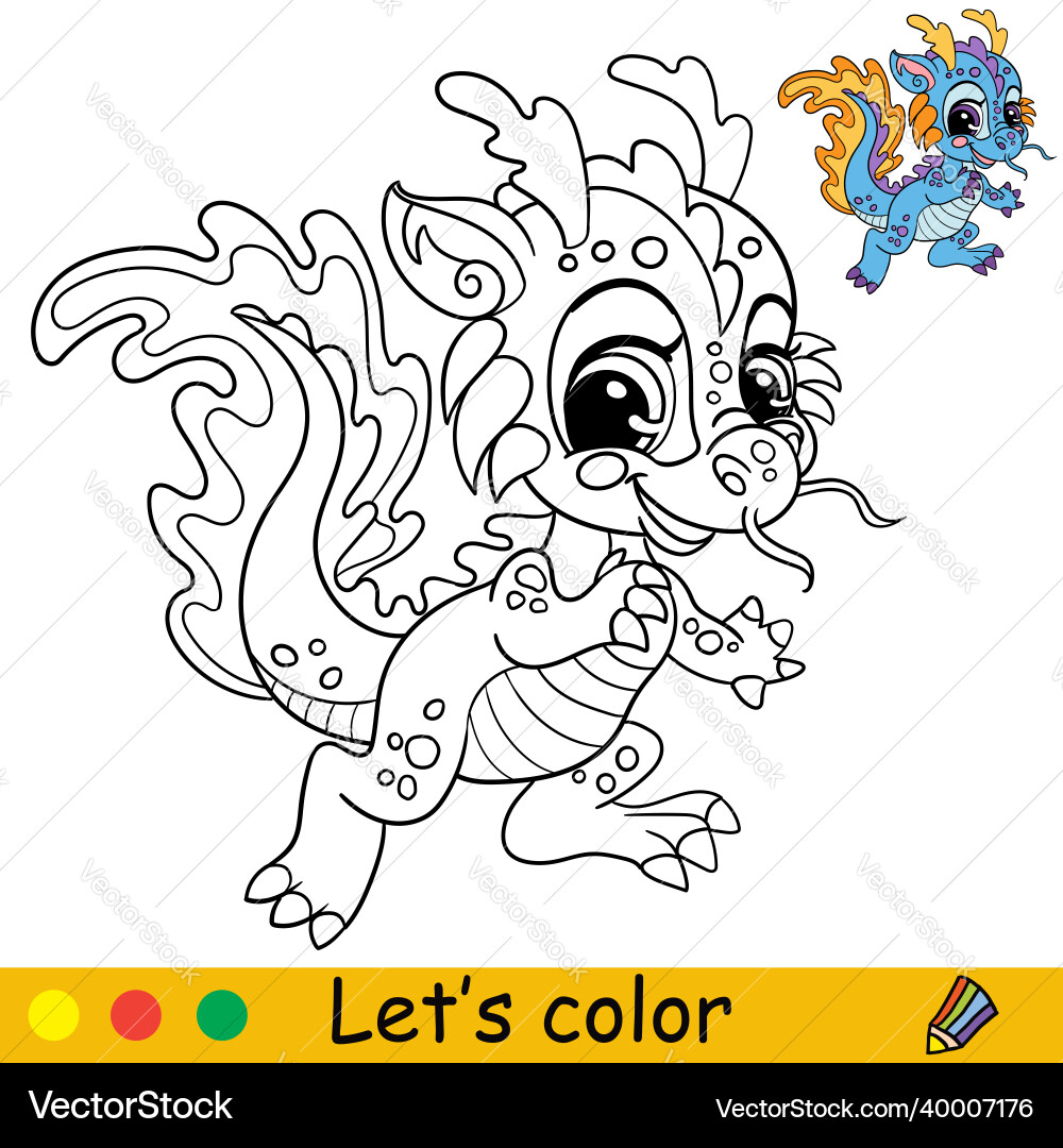 Cartoon süß und lustig Wasser Drachen Färbung Cartoon süß und lustig Wasser Drachen Färbung vektorbild