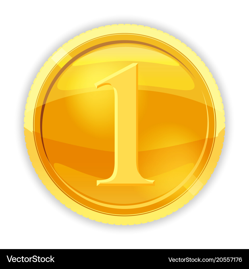 Gold Coin with Number One – Royalty-Free Vector | VectorStock