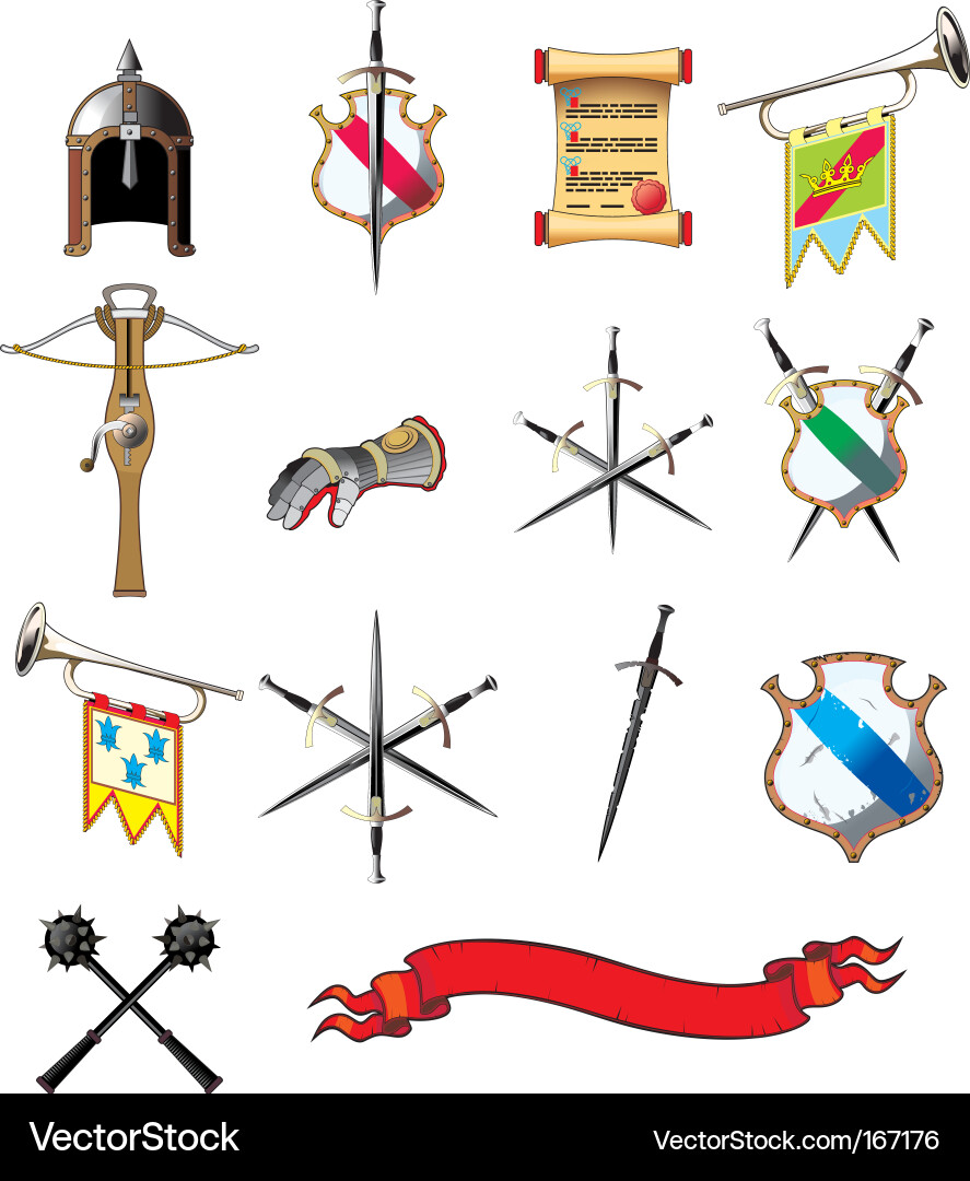 Medieval Icons Set Vektorbild