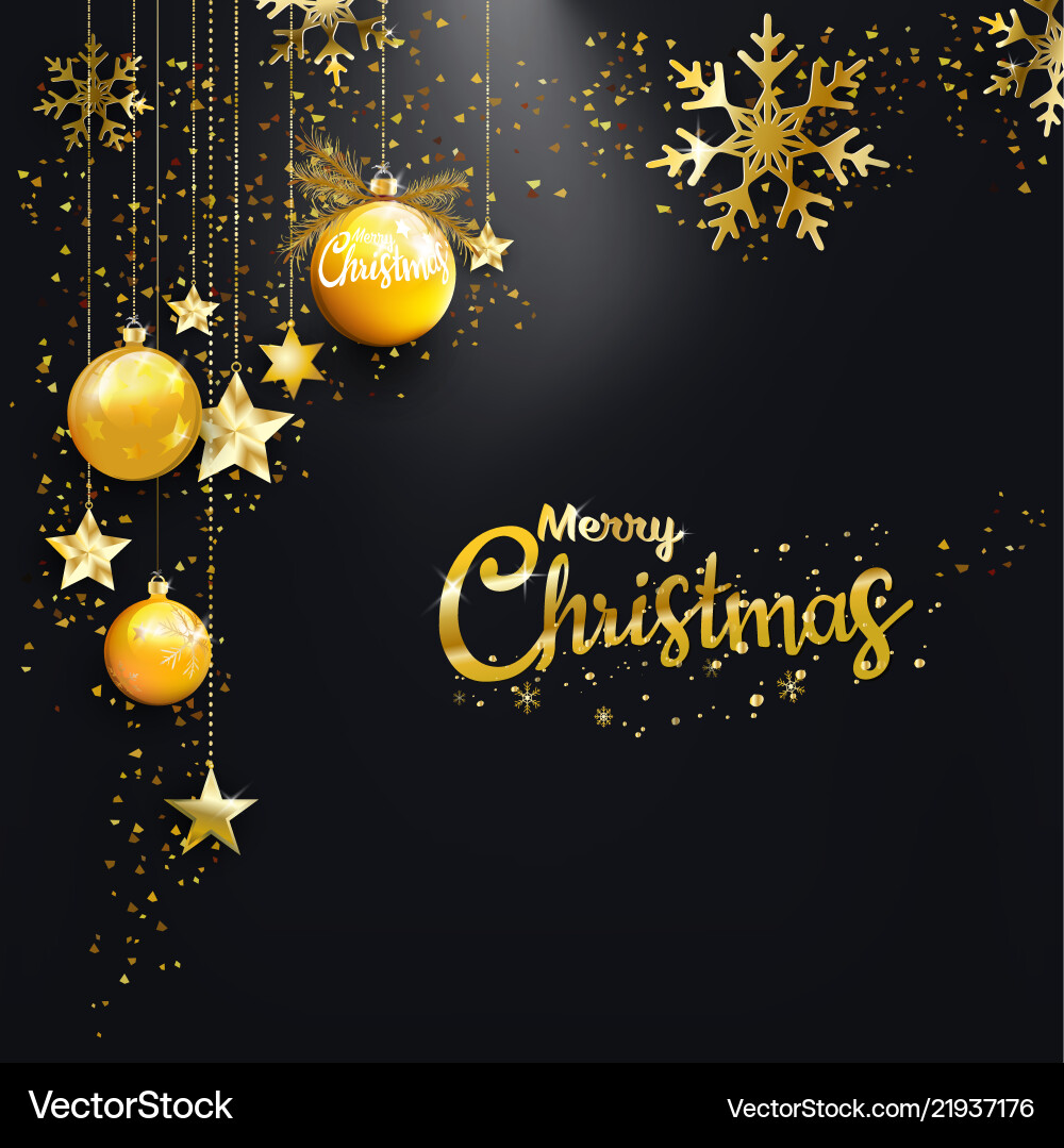 Merry christmas happy new year golden vector image