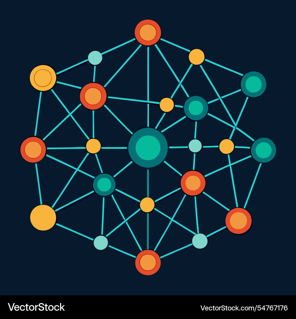 Neural network nodes interconnected pathways Neural network nodes interconnected pathways vector image
