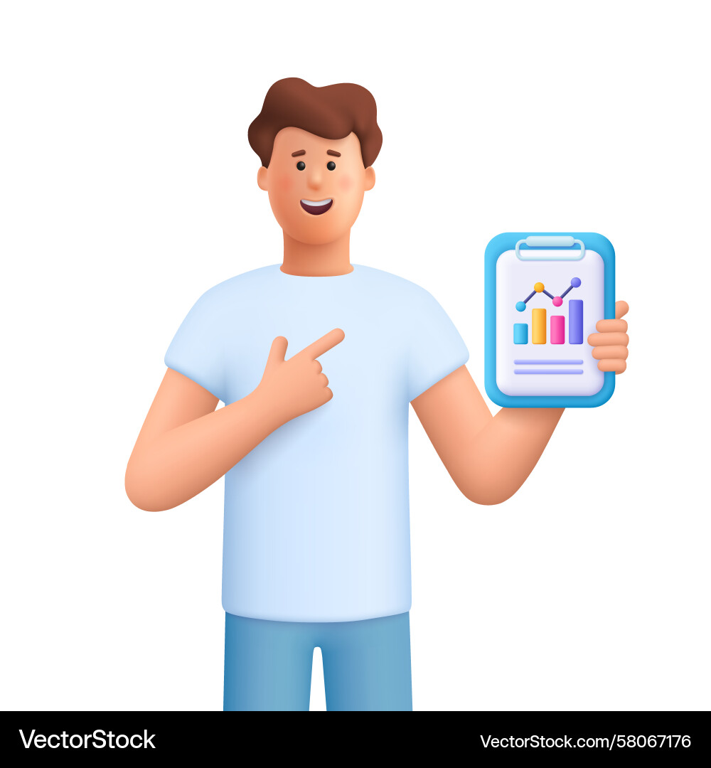 Smiling Man with Clipboard - Data Analysis Vector Image