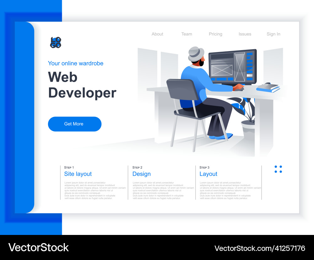 Web development isometric landing page Web development isometric landing page vector image