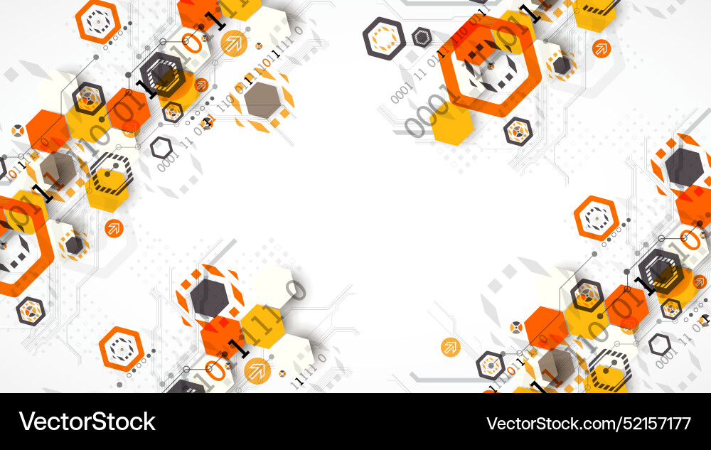 Abstract circuit board background with hexagons Abstract circuit board background with hexagons vector image