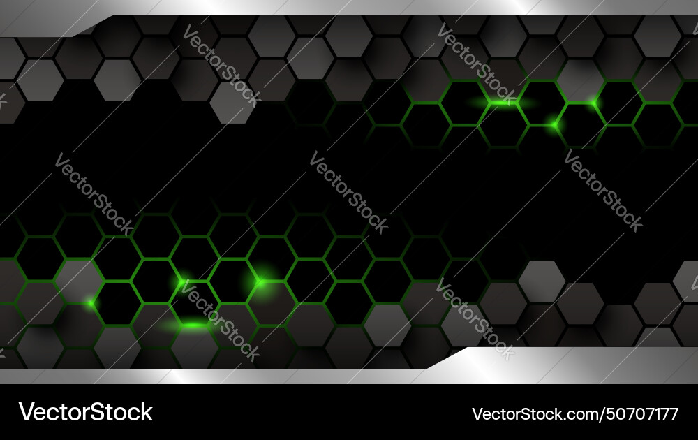 Abstract hexagon with green light background Vector Image