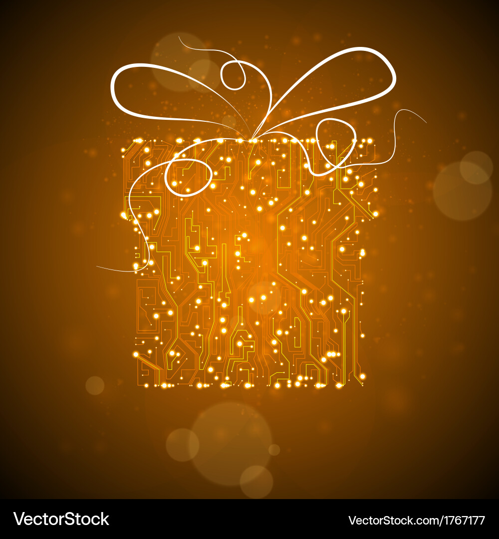 Christmas Circuit Board Gift Vector Image