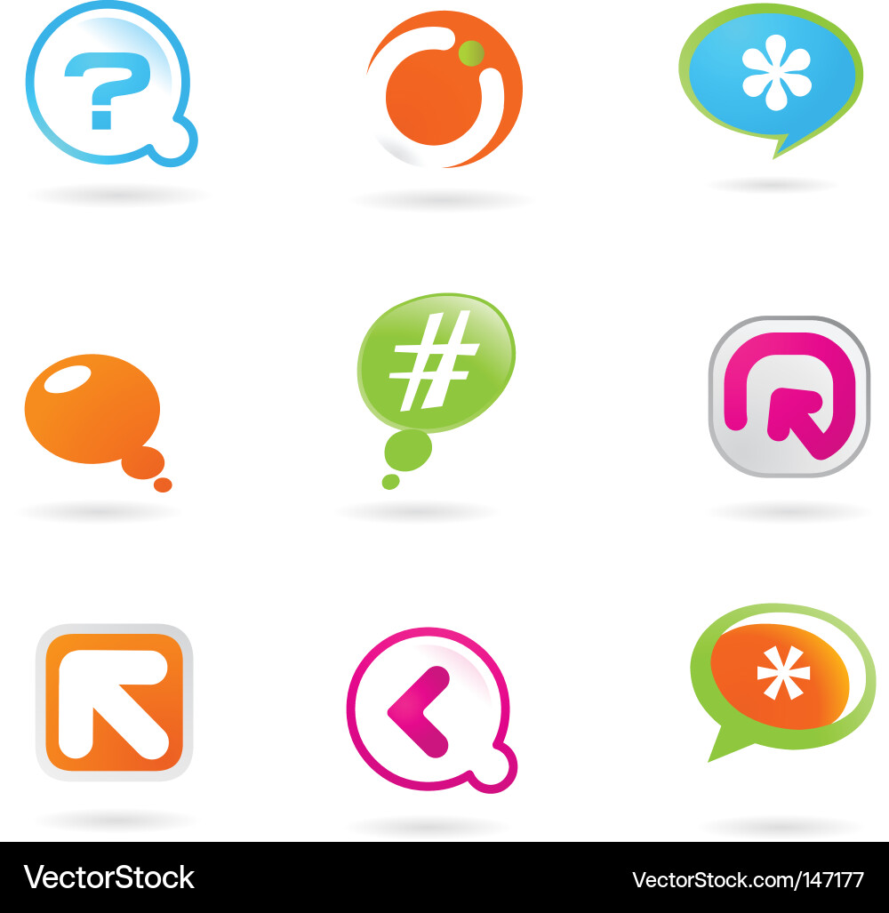 Colorful Web Icons & Logos Vector Image
