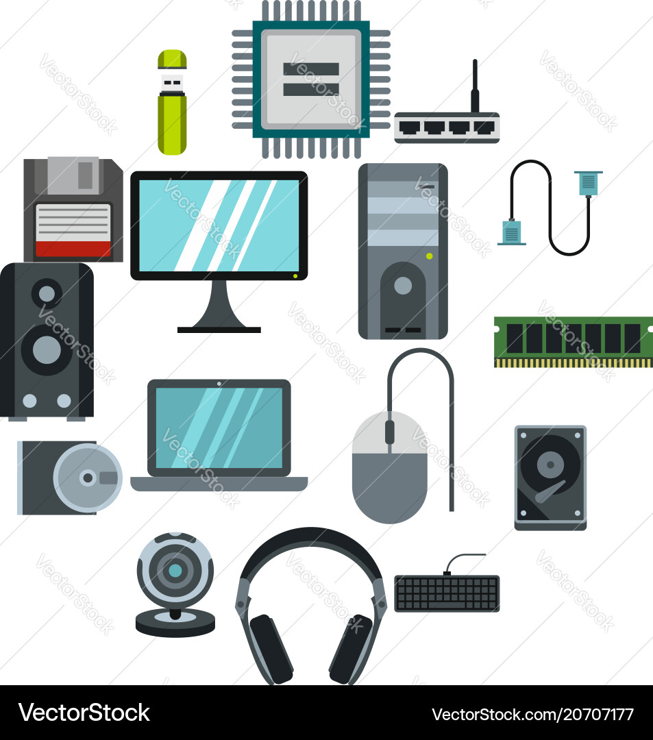 Computer icons set flat style Computer icons set flat style vector image
