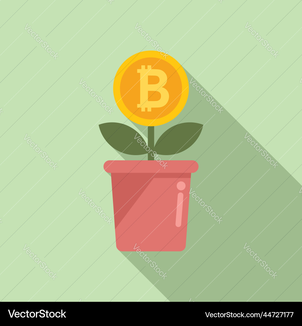 Crypto plant pot icon flat bitcoin money – Royalty-Free Vector | VectorStock