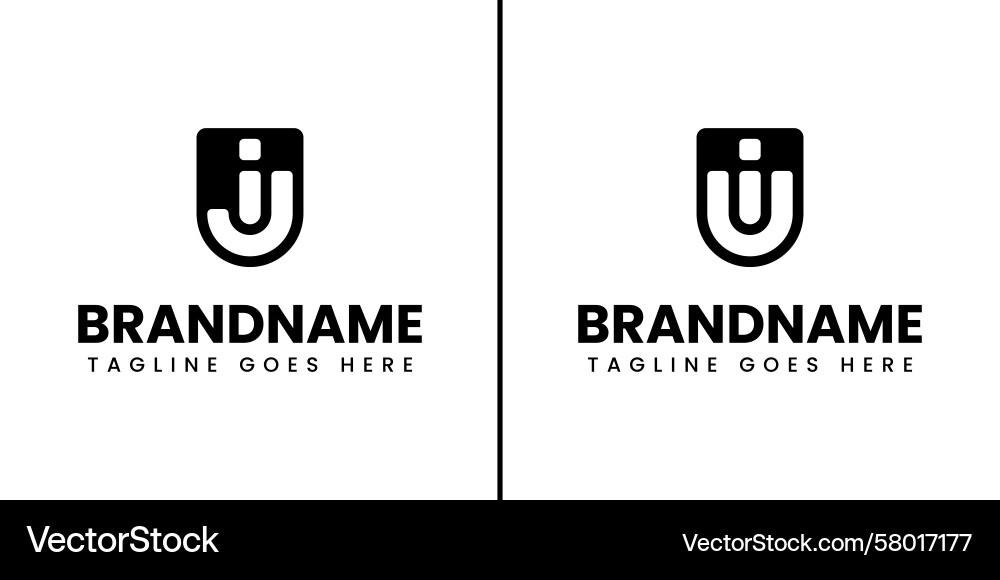 Letters ji and ui shield logo symbolizing Vector Image
