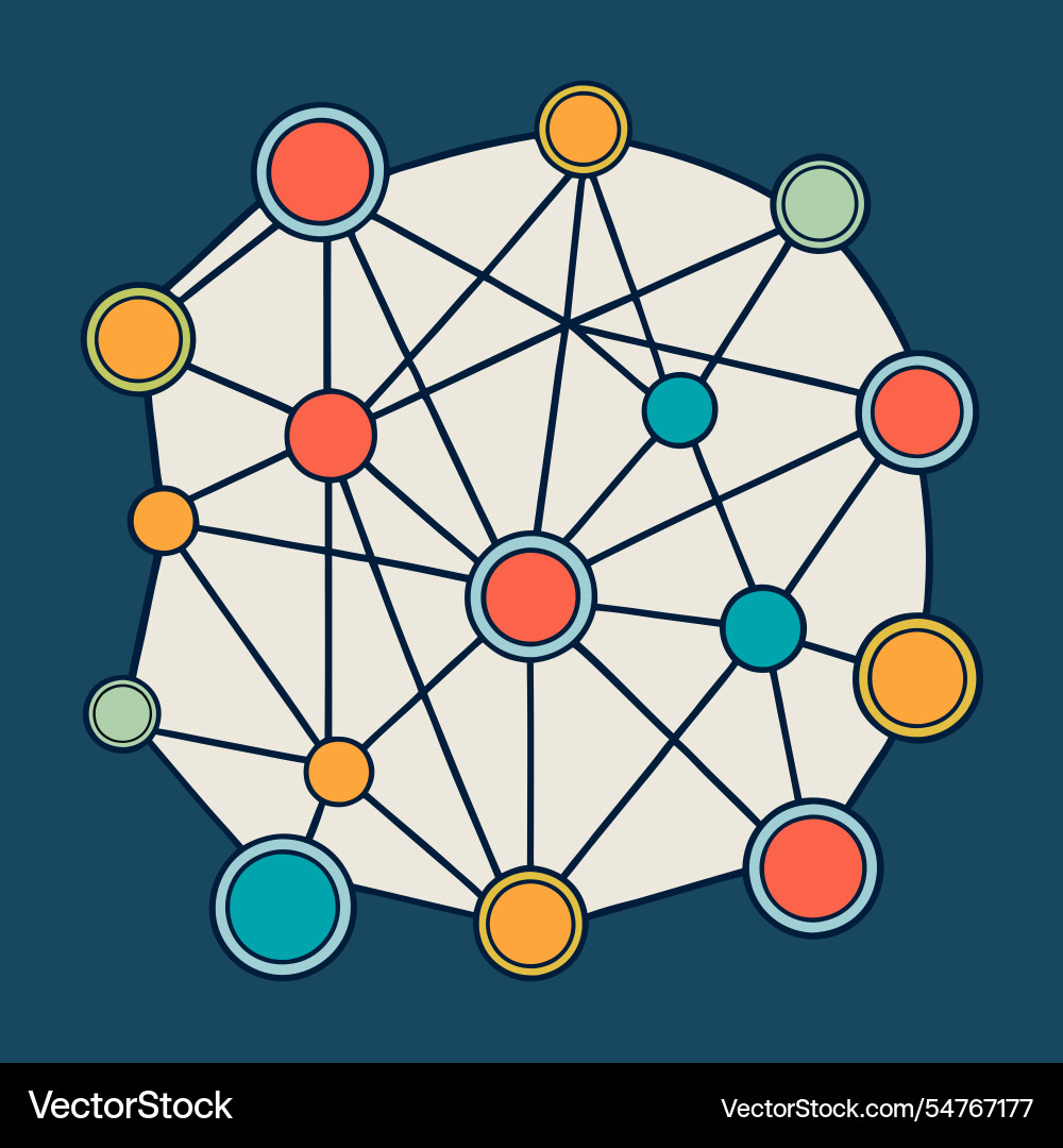 Neural network nodes interconnected pathways Neural network nodes interconnected pathways vector image