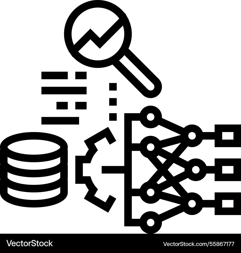 Predictive analytics machine learning line icon Predictive analytics machine learning line icon vector image