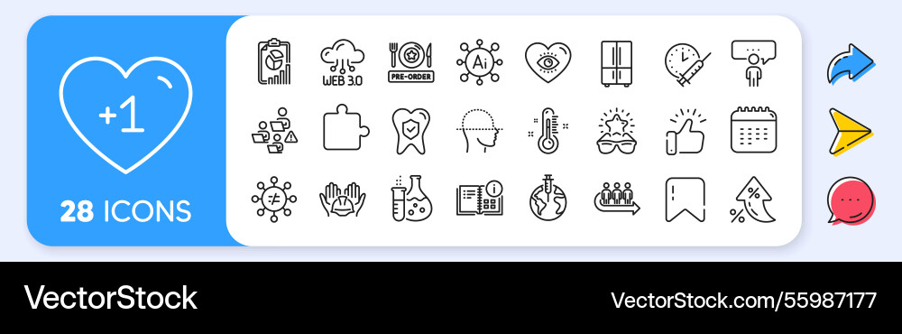 Refrigerator web3 and report line icons for web Refrigerator web3 and report line icons for web vector image