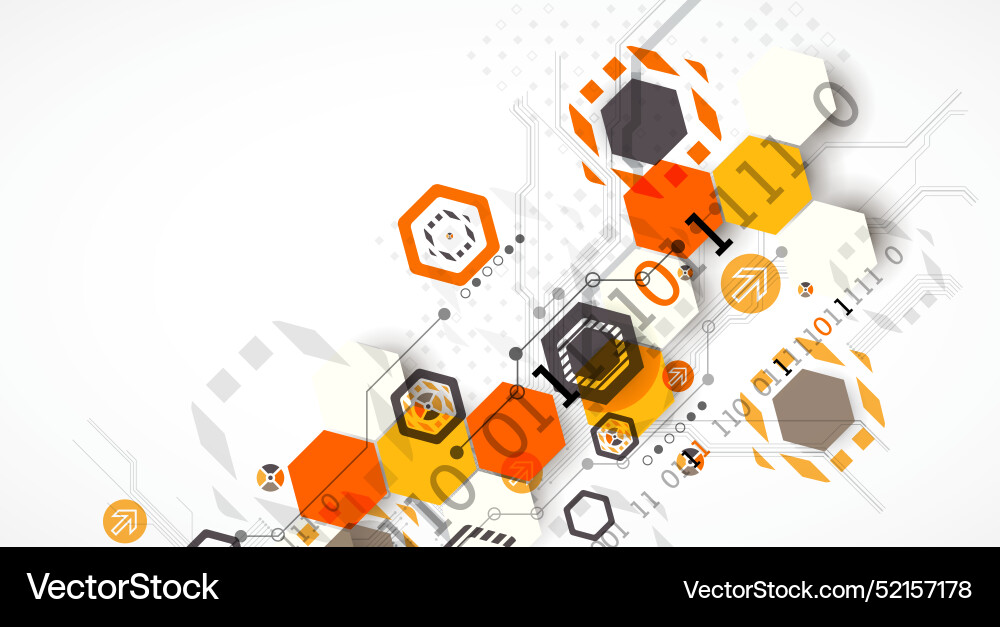 Abstract circuit board background with hexagons Abstract circuit board background with hexagons Vector Image