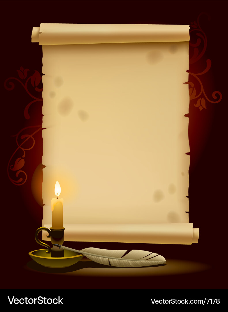 Antique Scroll with Feather Pen Vector Image