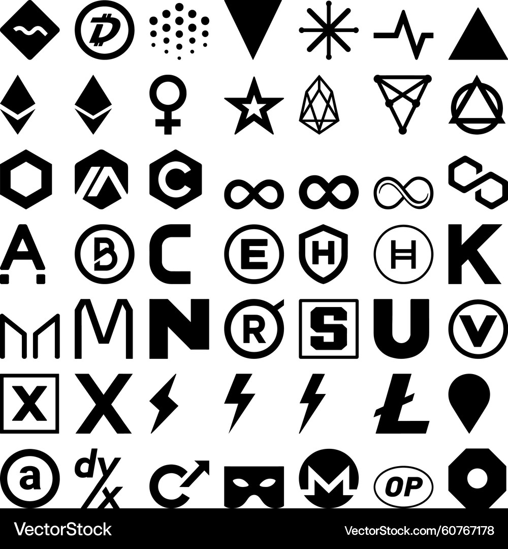 Cryptocurrency Icon Set – Royalty-Free Vector | VectorStock