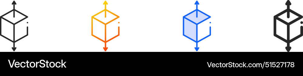 Cube iconthin linear gradient blue stroke vector image