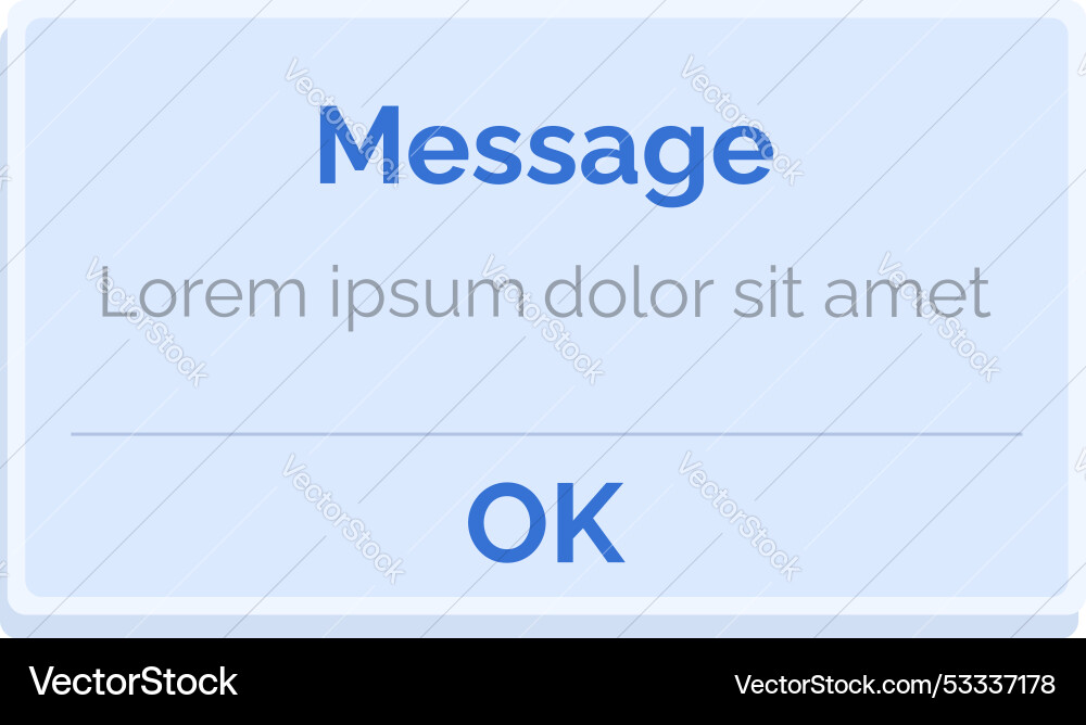 Message notification popup with confirmation Message notification popup with confirmation vector image