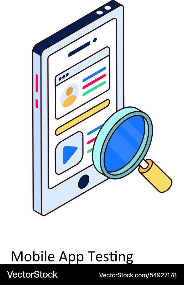 Mobile app testing isometric Vector Image