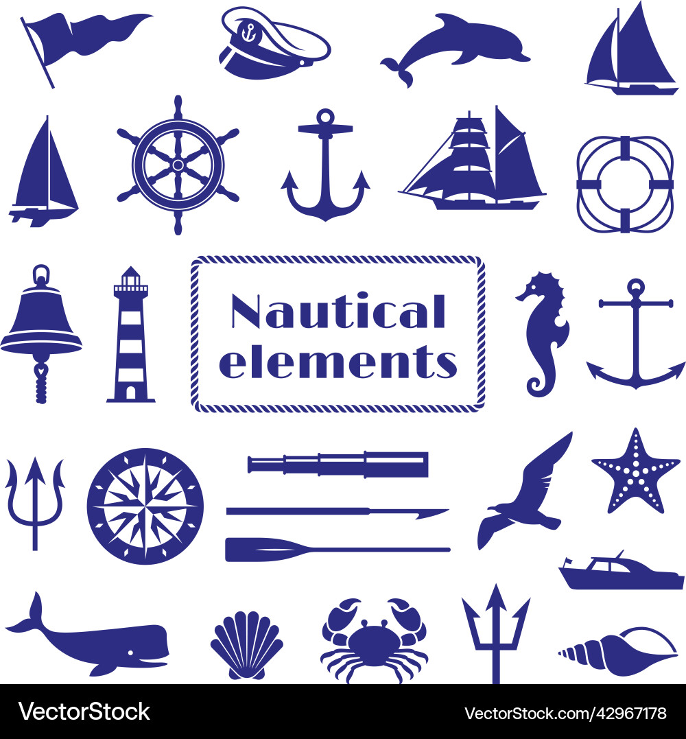 Nautical Elements & Icons Royalty Free Vector Image