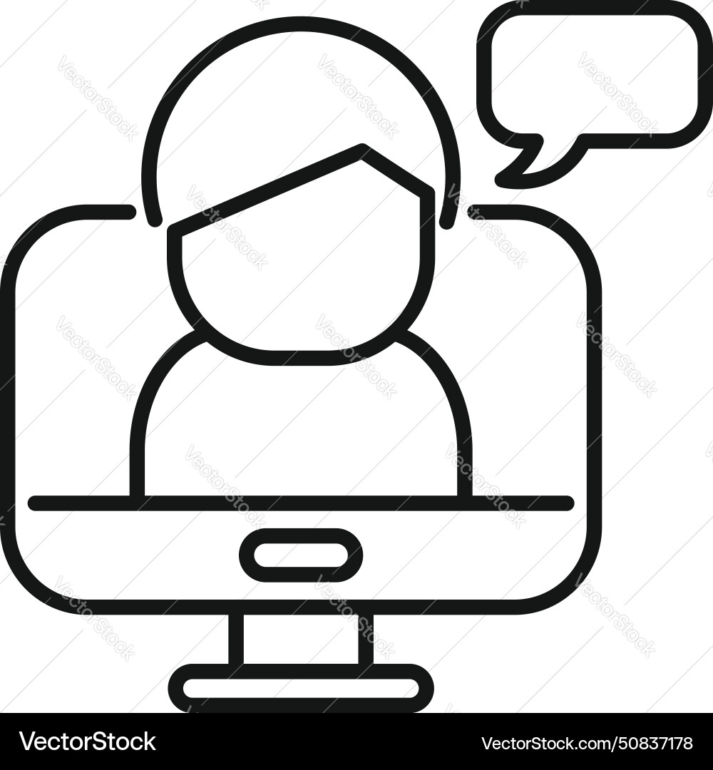 Online computer speech icon outline Online computer speech icon outline Vector Image
