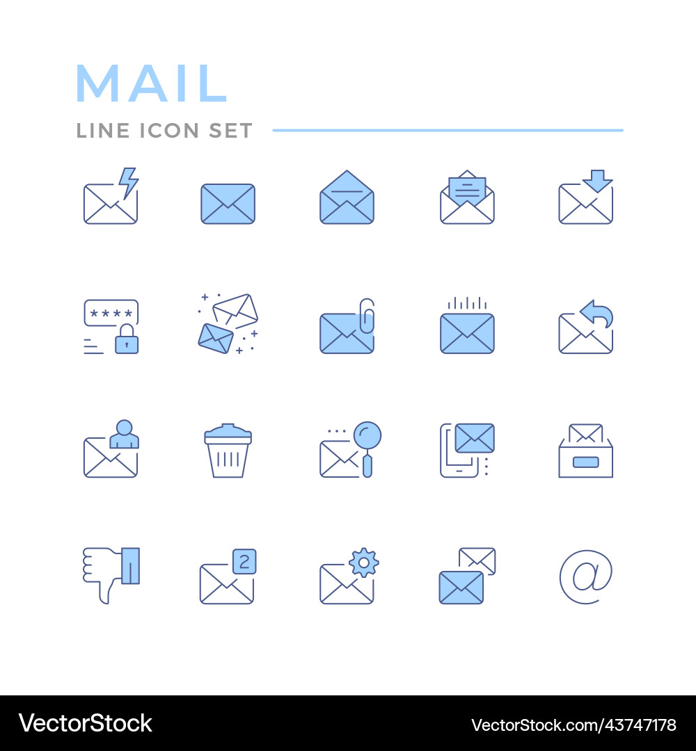 Set color line icons of mail Set color line icons of mail vector image