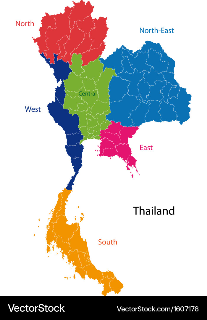 Thailand Map of Provinces – Royalty-Free Vector | VectorStock