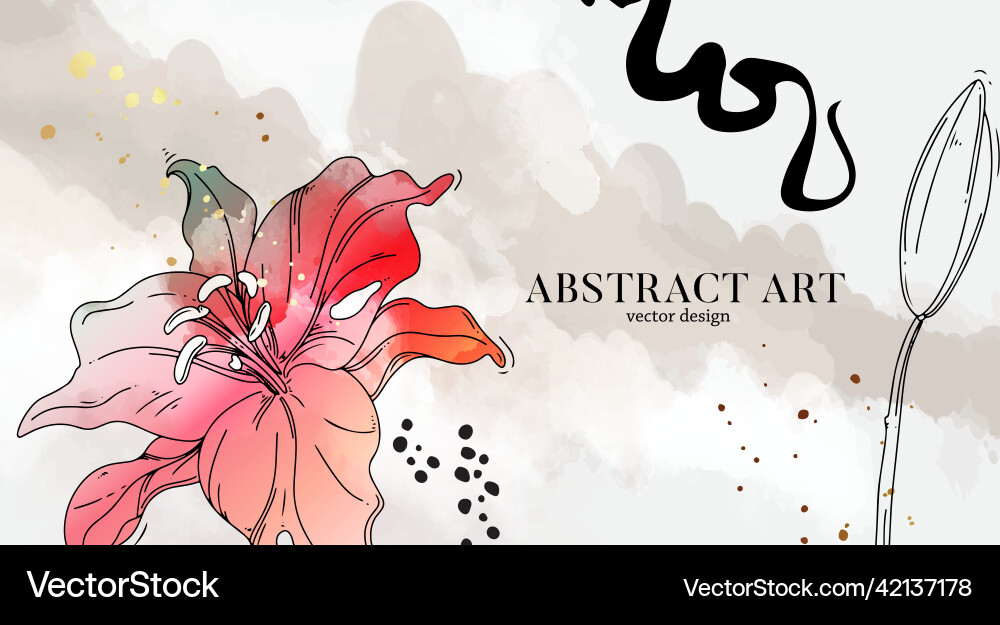 Watercolor flower greeting card banner boho Watercolor flower greeting card banner boho vector image