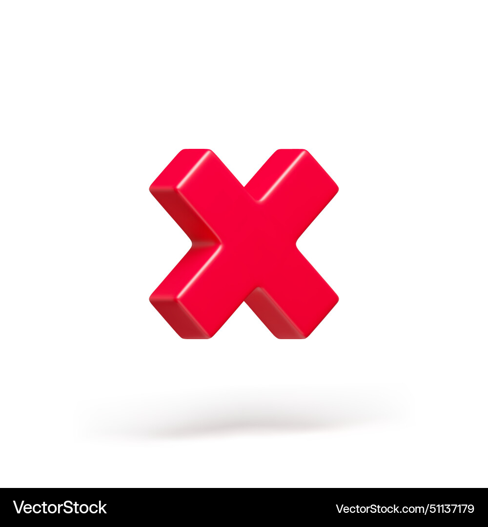 3d realistic red wrong rotating check mark sign 3d realistic red wrong rotating check mark sign vector image