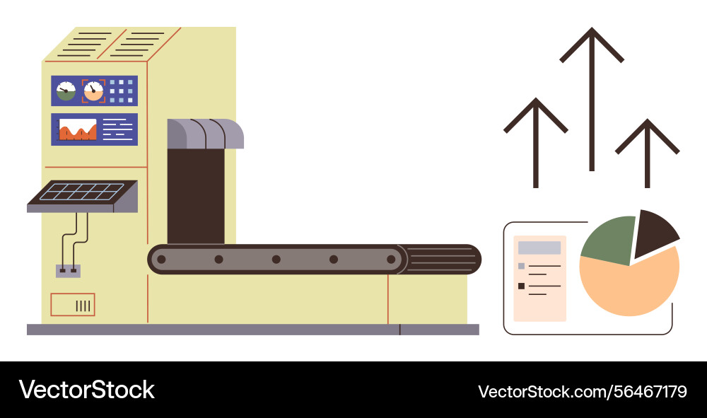 Automated machine with conveyor belt analytics Automated machine with conveyor belt analytics vector image