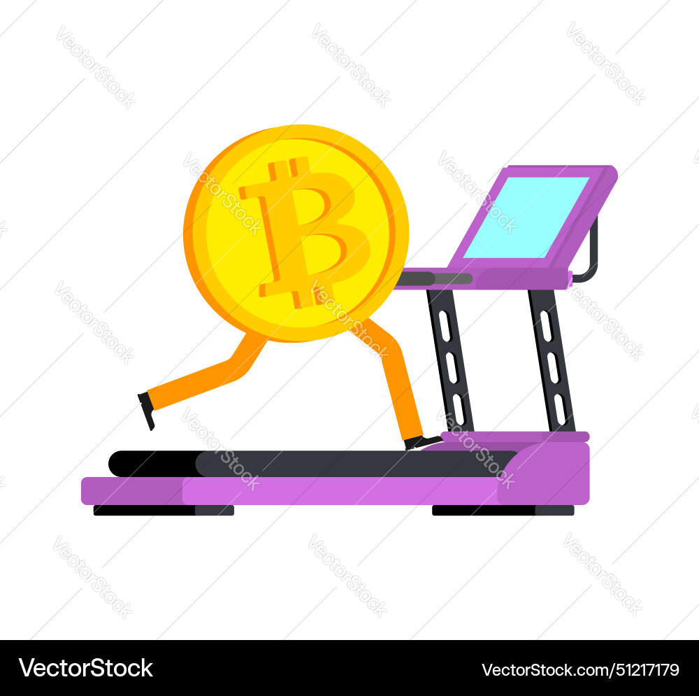 Bitcoin is running concept increase in value Bitcoin is running concept increase in value vector image