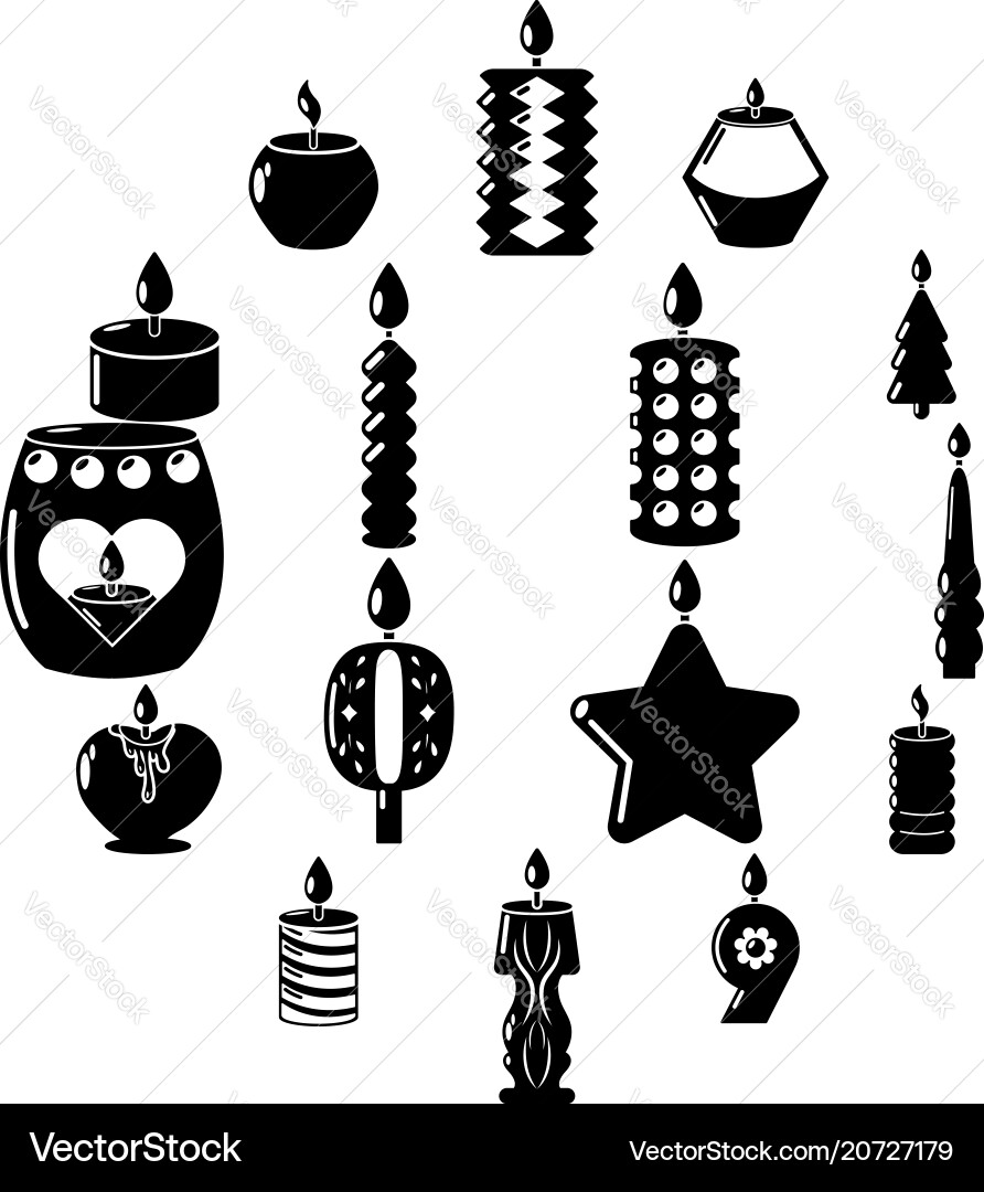 Candle forms icons set light simple style Candle forms icons set light simple style vector image