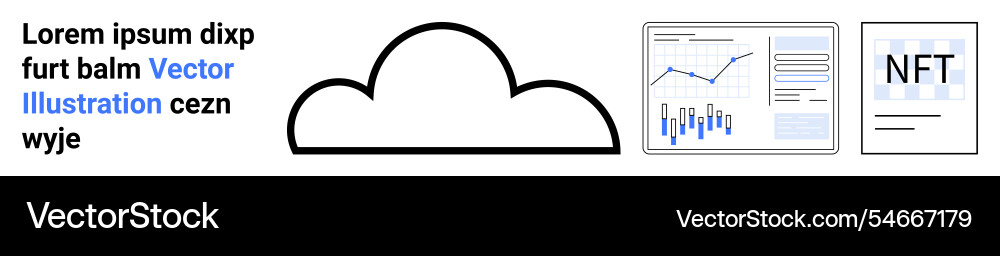 Cloud computing with data analysis and nfts Cloud computing with data analysis and nfts Vector Image