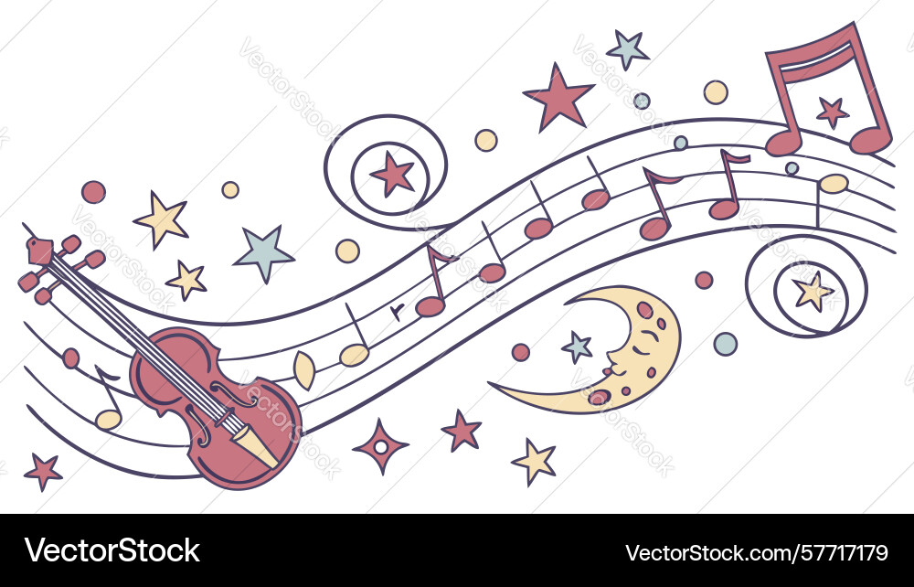 Dynamic music swirl instruments notes festive Vector Image