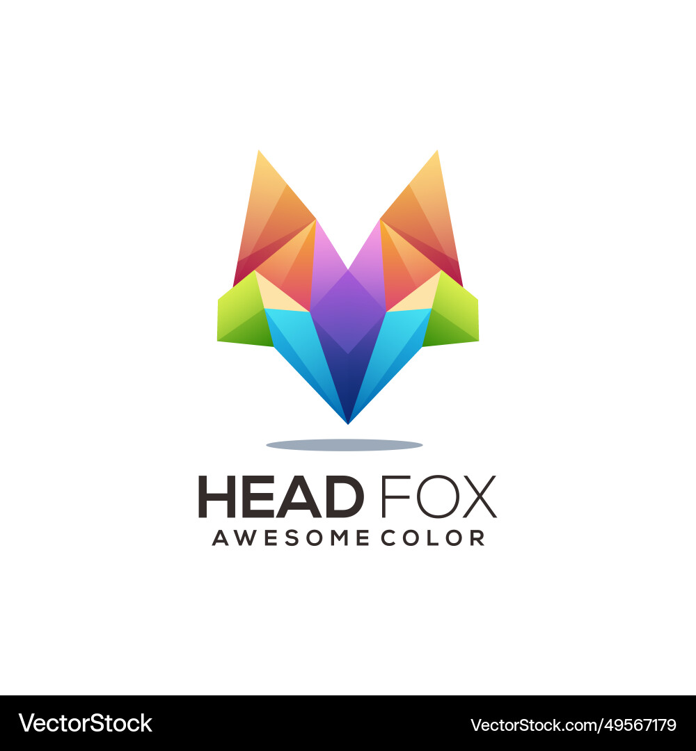 Fox geometric logo colorful gradient Fox geometric logo colorful gradient vector image