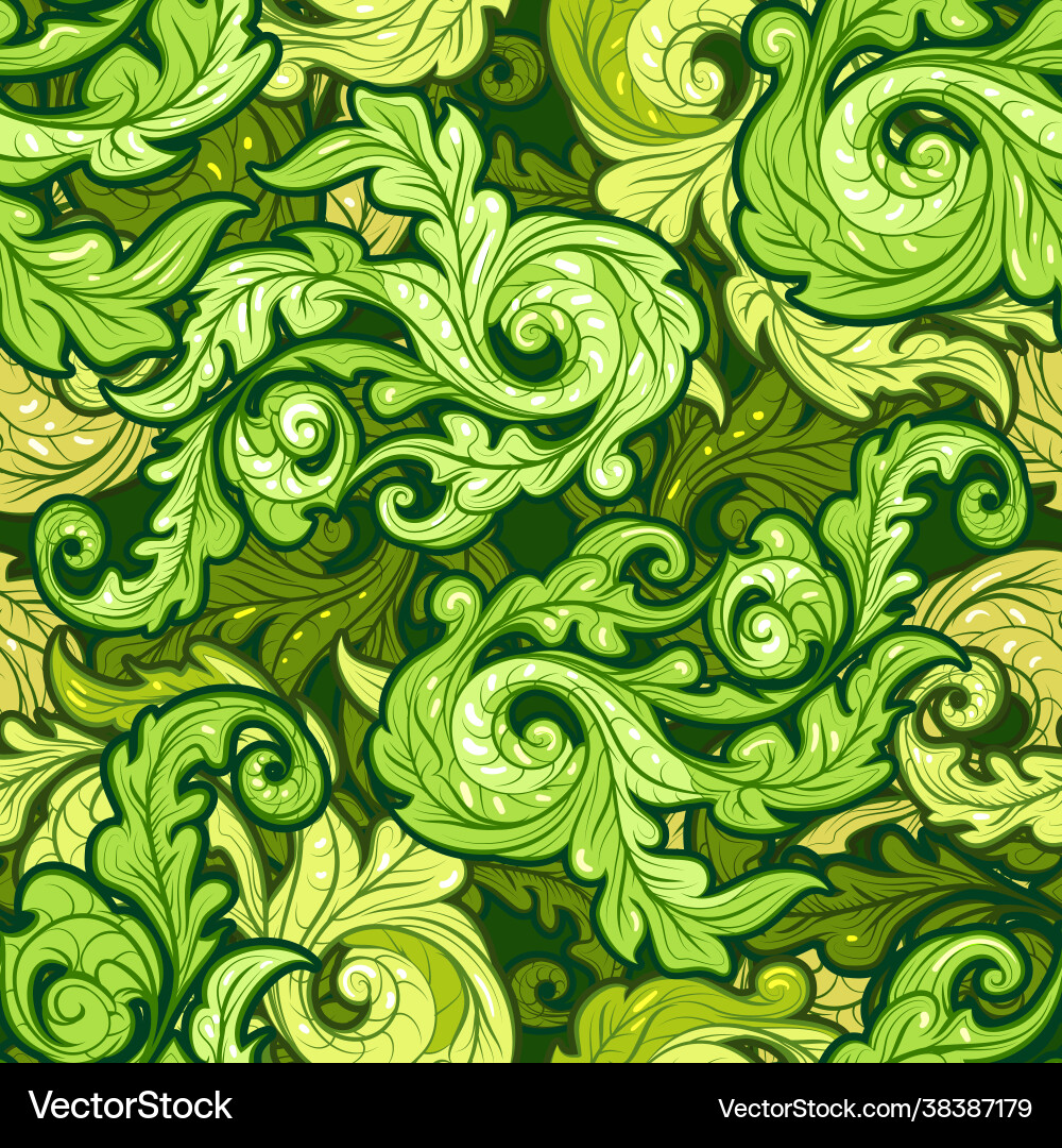 Green floral seamless pattern Royalty Free Vector Image