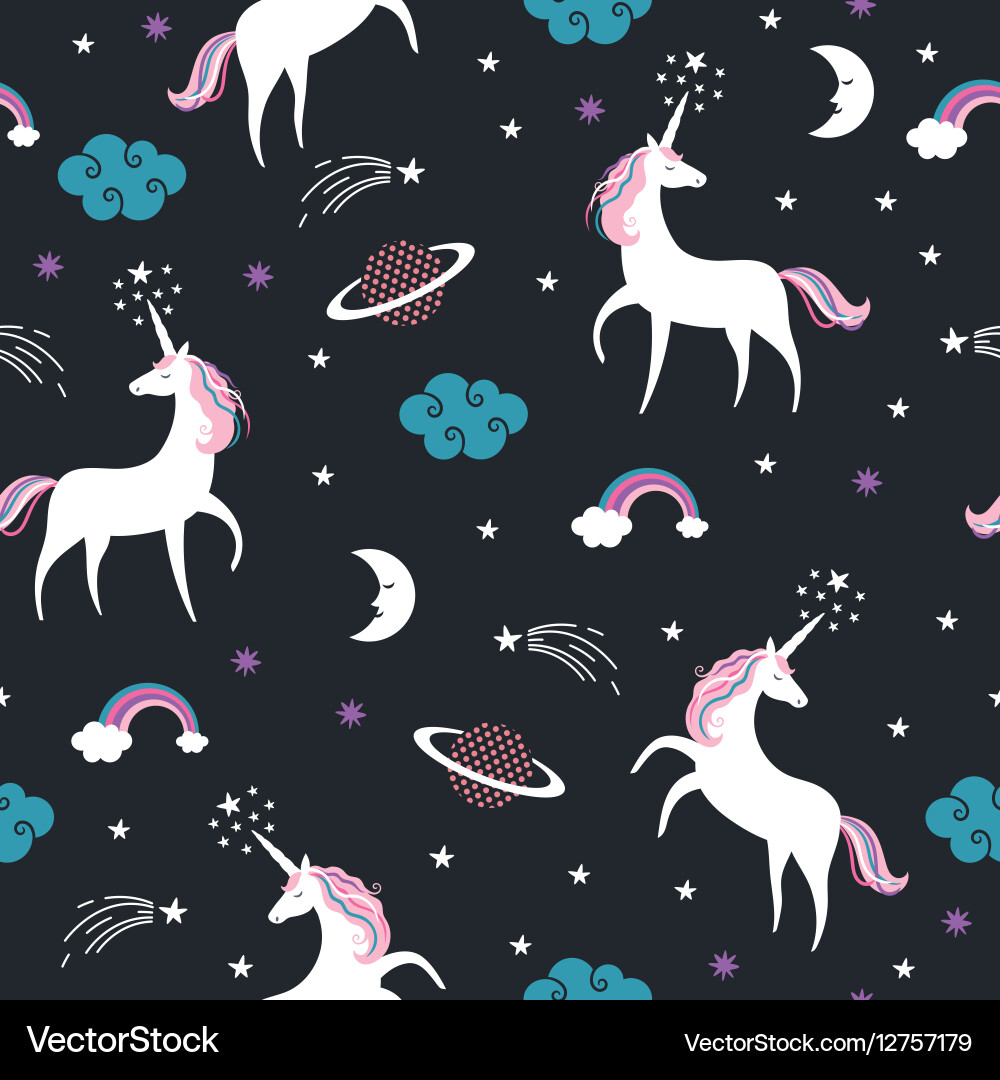 Magical Unicorn Seamless Pattern Vector Image