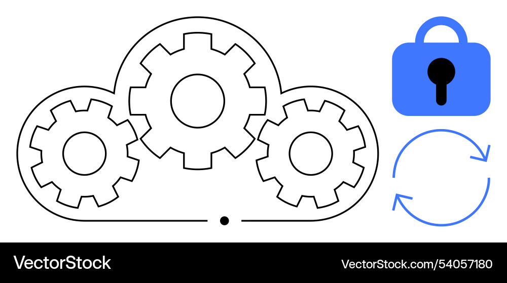 Cloud computing with security lock vector image