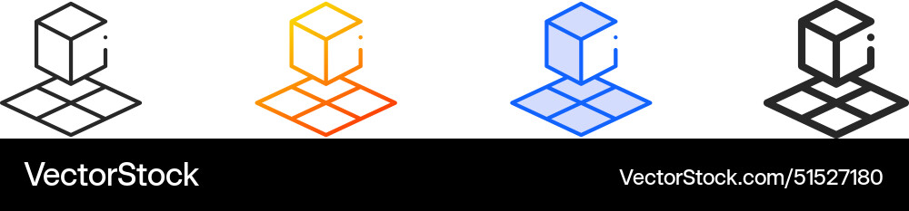Cube iconthin linear gradient blue stroke Cube iconthin linear gradient blue stroke vector image