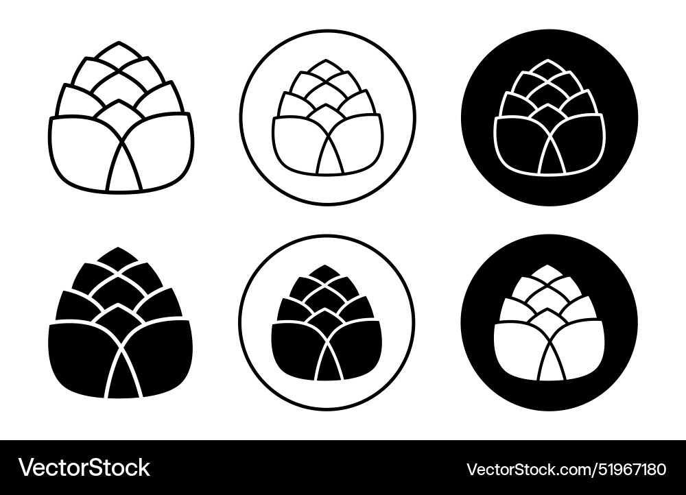 Fir cone outline line icon set sign for web app Vector Image