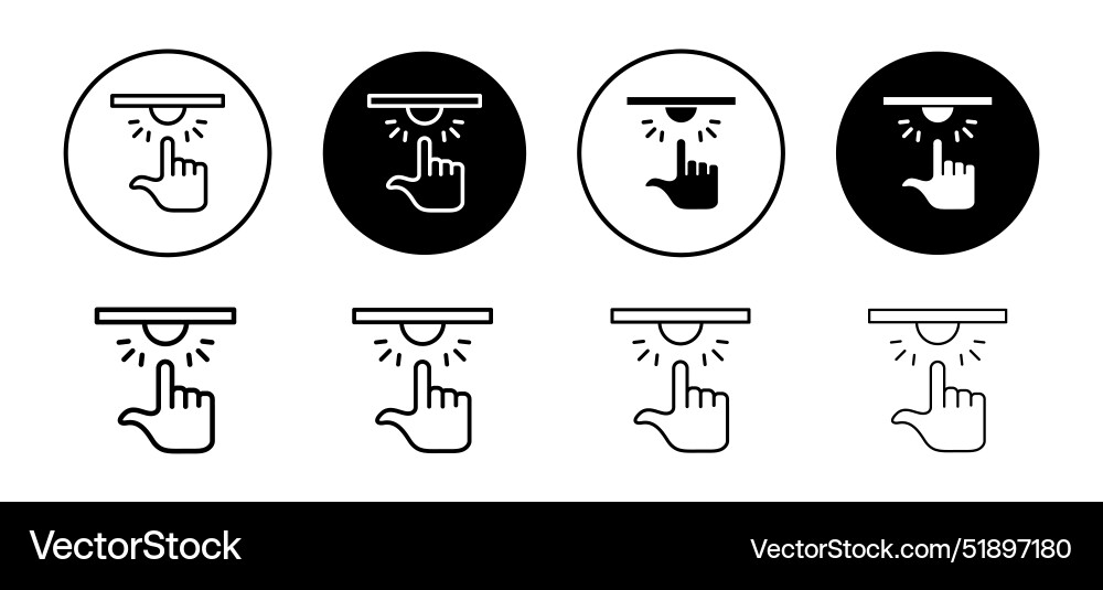 Hand push button click by finger icon hit Hand push button click by finger icon hit Vector Image