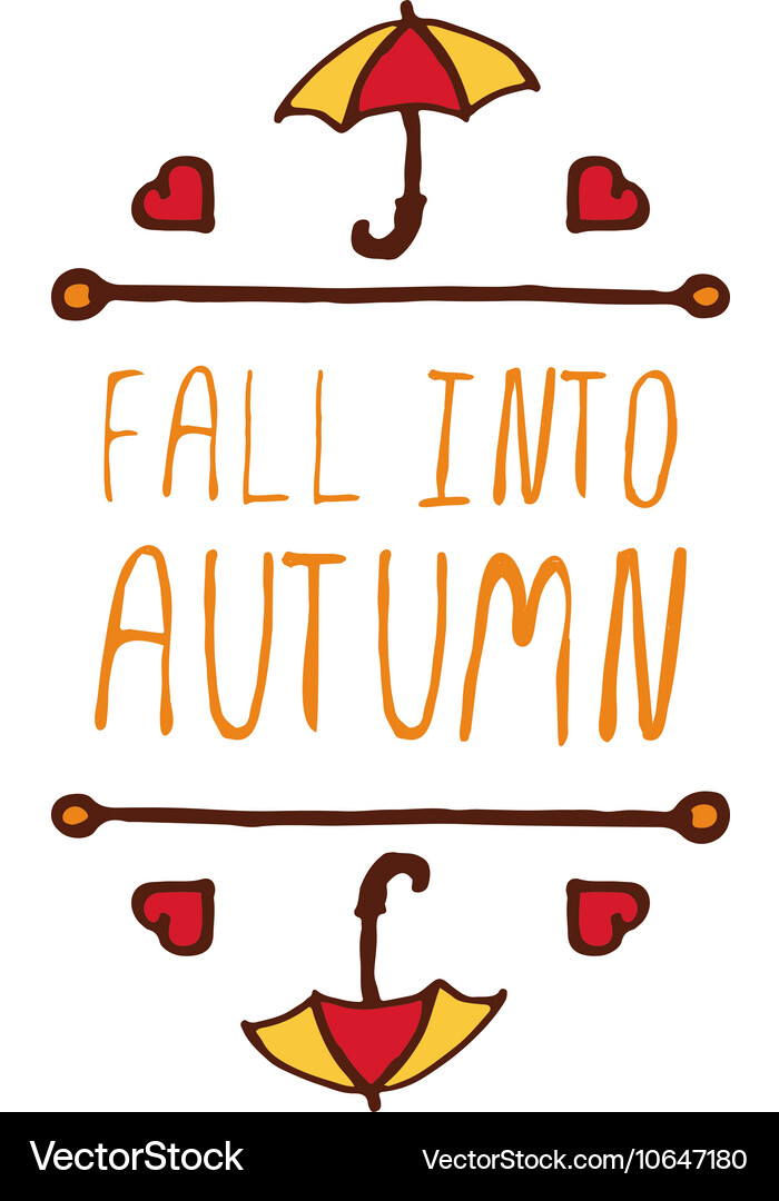 Handdrawn autumn element with text Vector Image