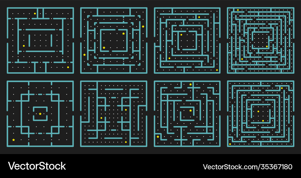 Maze arcade game rectangle labyrinth puzzle Maze arcade game rectangle labyrinth puzzle vector image