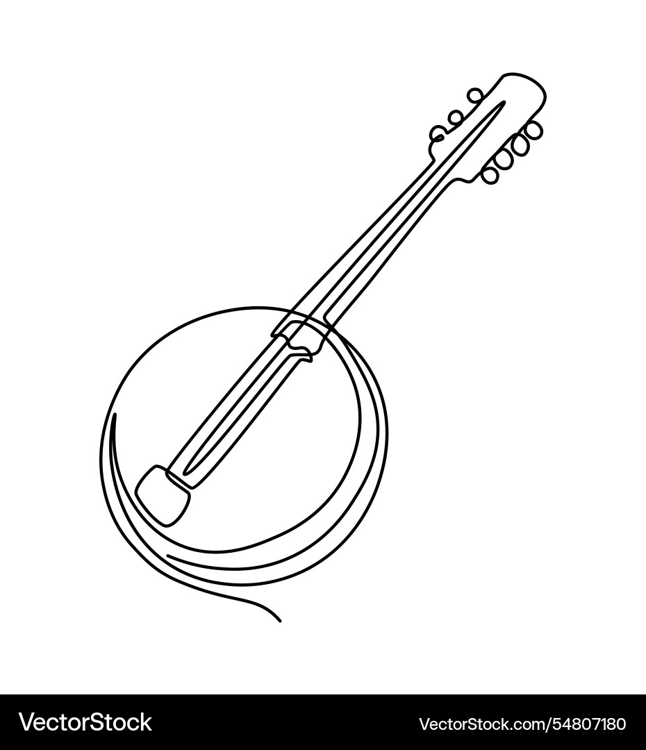 Musical instrument continuous line banjo string Musical instrument continuous line banjo string vector image