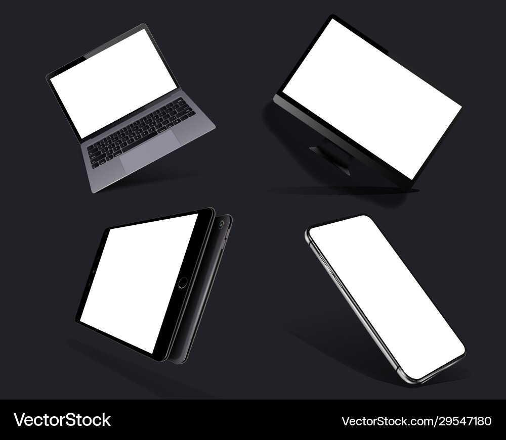 Set mock-up realistic devices smartphone vector image