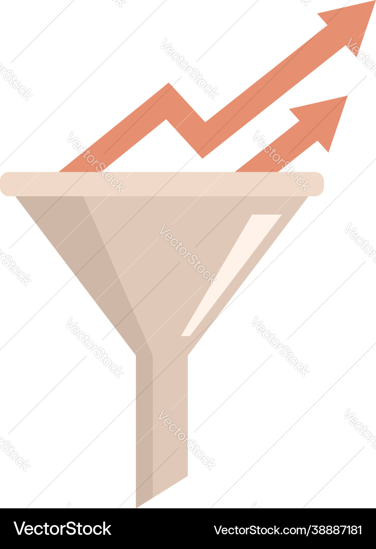 Conversion rate graph funnel icon flat isolated Vector Image